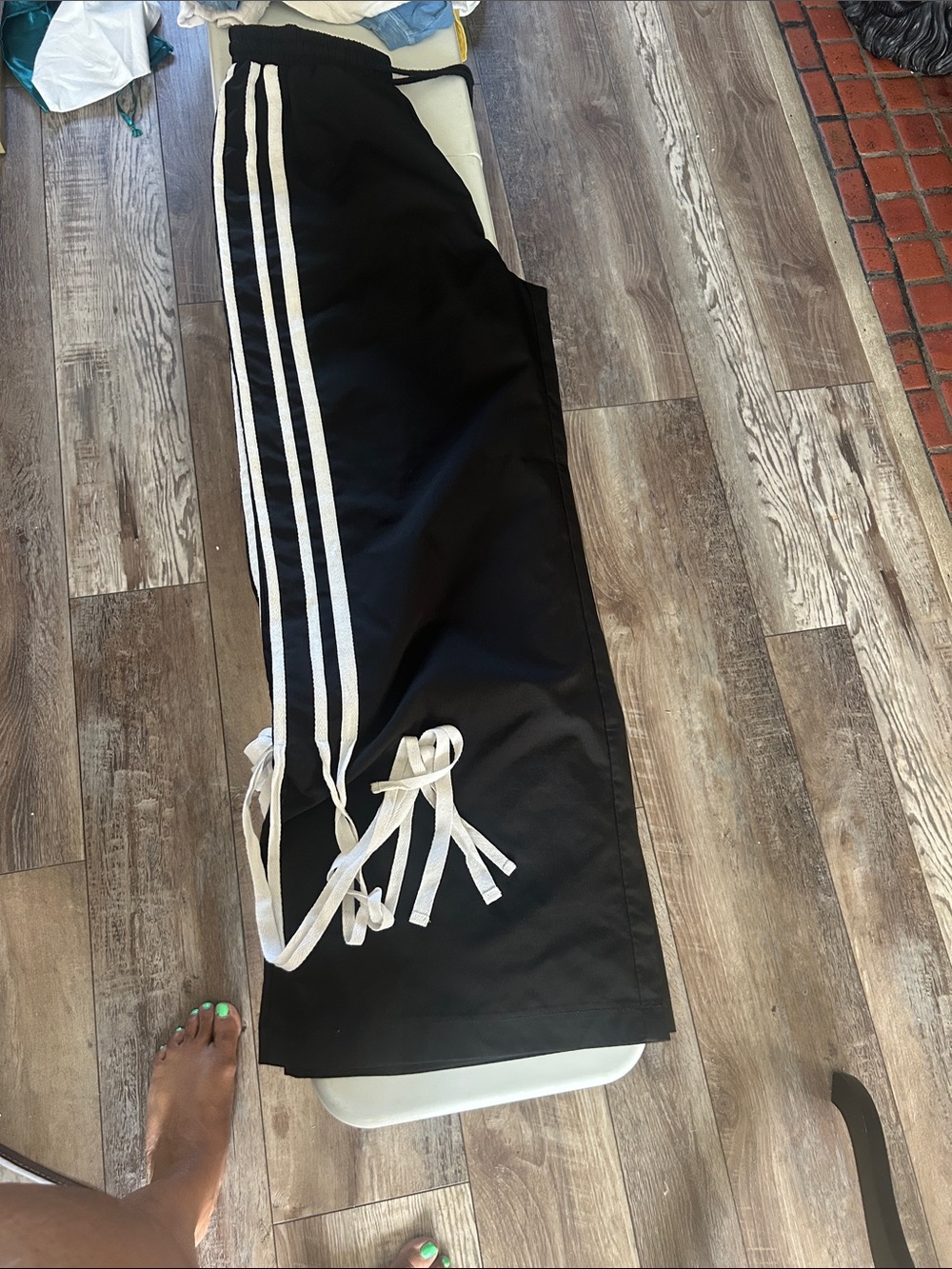 Black Track Joggers with White Side Stripes